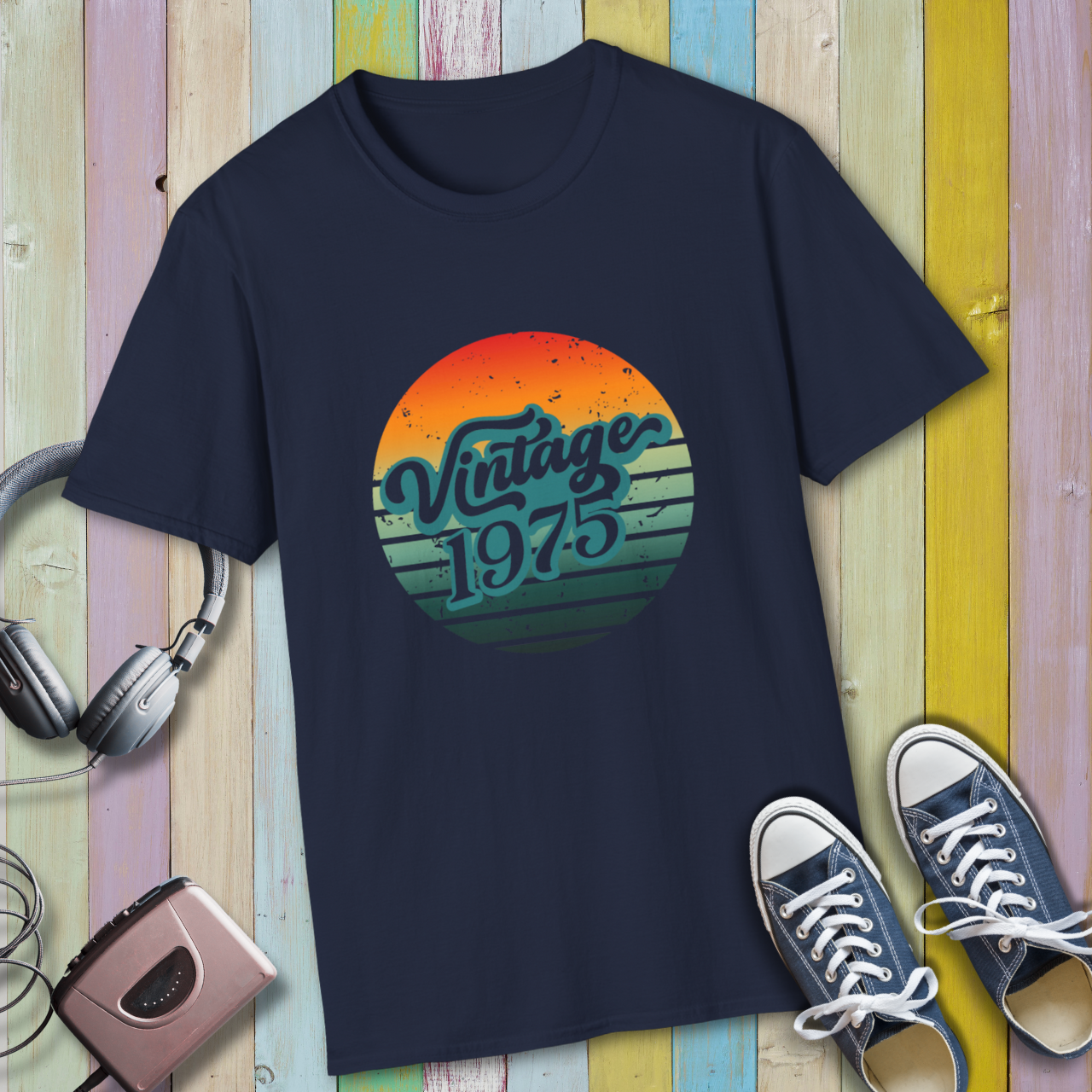 Vintage 1975 T-Shirt Retro 50th Birthday Born in 1975 Gift Classic 70s Style Graphic Tee Printify