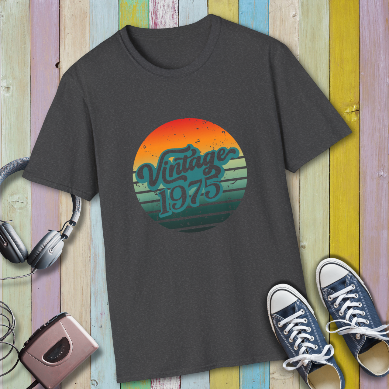 Vintage 1975 T-Shirt Retro 50th Birthday Gift Born in 1975 Classic 70s Style Graphic Tee