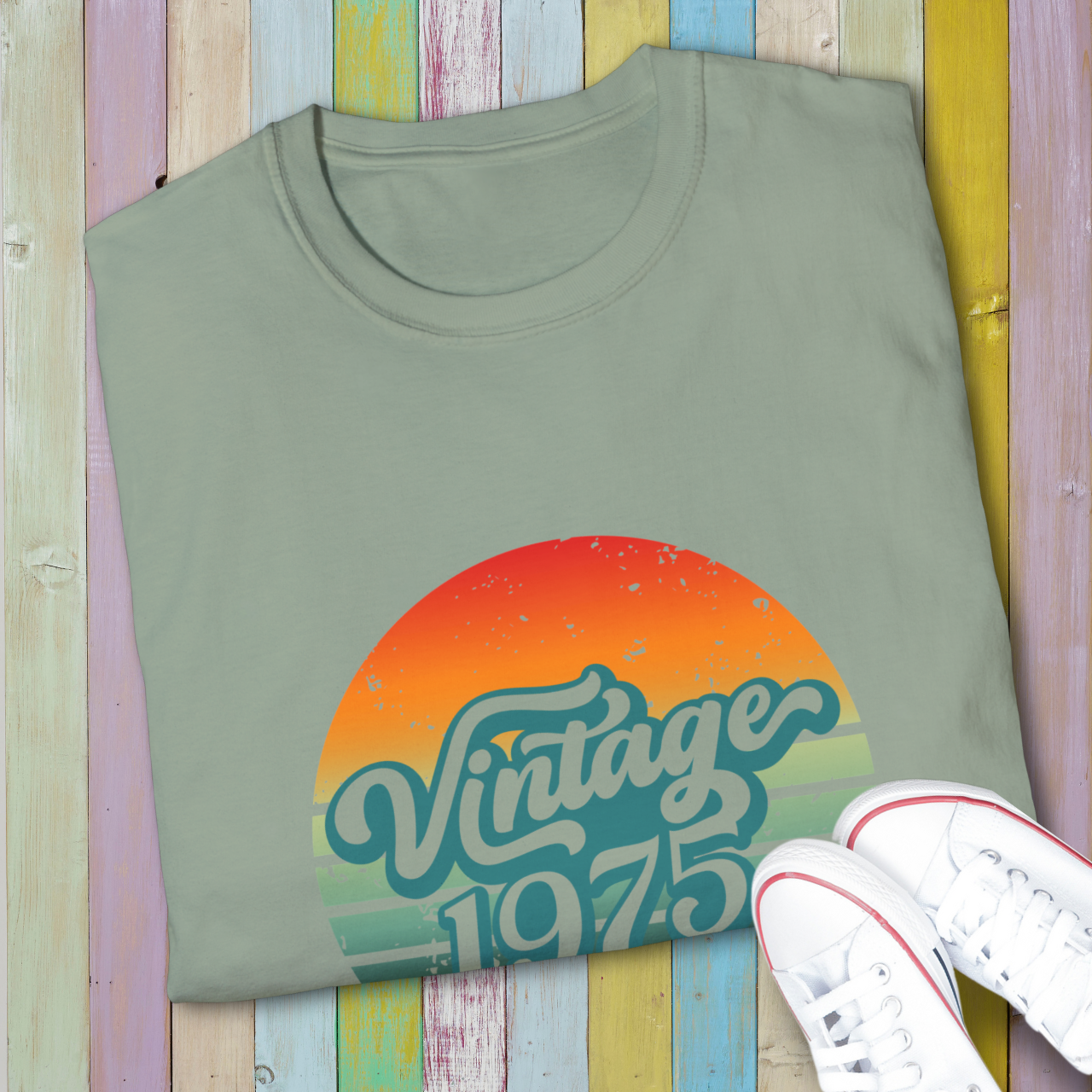 Vintage 1975 T-Shirt Retro 50th Birthday Gift Born in 1975 Classic 70s Style Graphic Tee