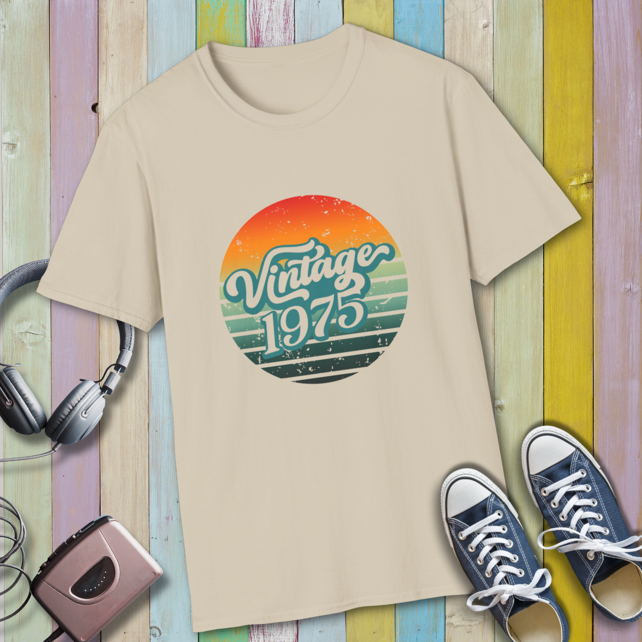 Vintage 1975 T-Shirt Retro 50th Birthday Gift Born in 1975 Classic 70s Style Graphic Tee