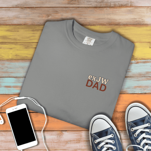 Ex-JW Humor Father’s Day Tee – First Father’s Day as a "Worldly" Dad T-Shirt