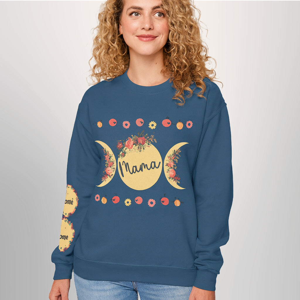 Sudadera personalizada Moon Phase Cottagecore con nombre en la manga
