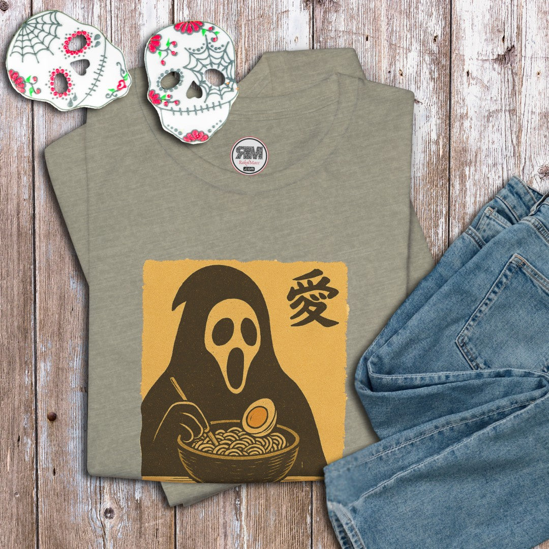 Shadow Slurper Ramen T-Shirt – Spooky Goth Noodle Lover Tee
