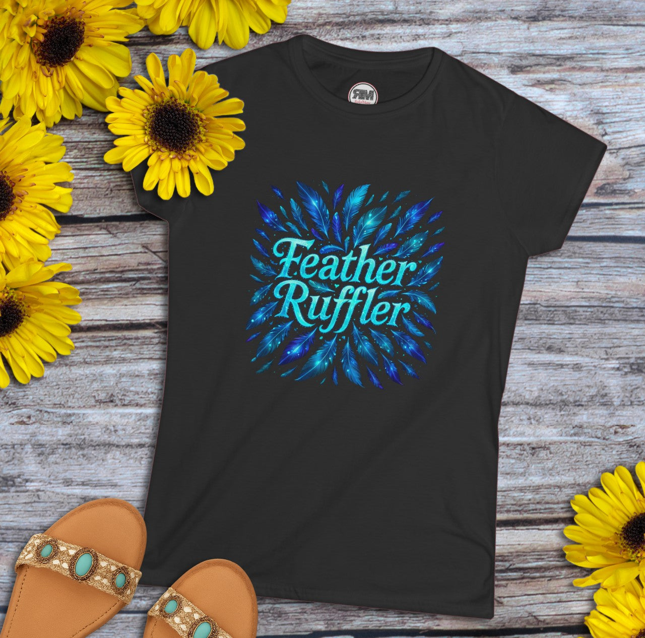 Feather Ruffler Bioluminescent Glow Tee Confident Women’s Statement Shirt