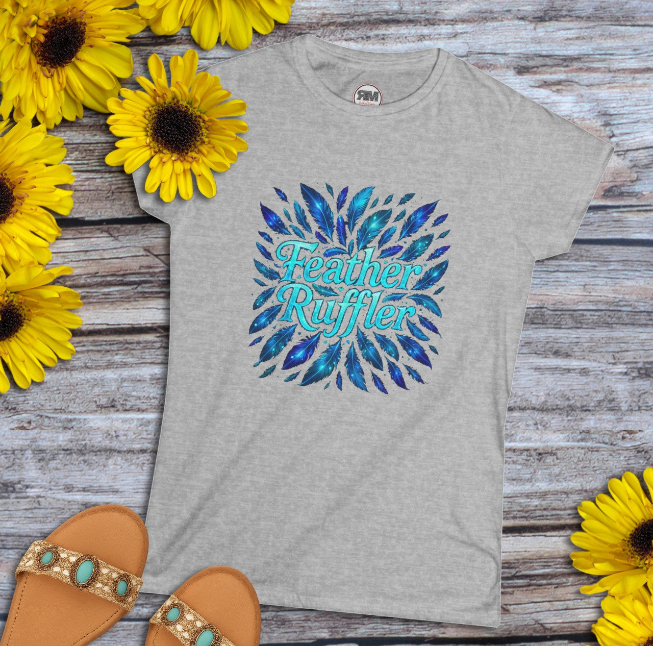 Feather Ruffler Bioluminescent Glow Tee Confident Women’s Statement Shirt