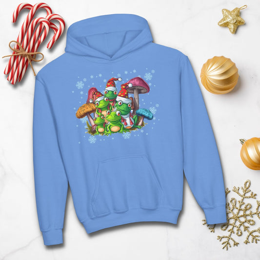 Kids Christmas Frogs Hoodie | Frogs & Toadstools Holiday Sweatshirt