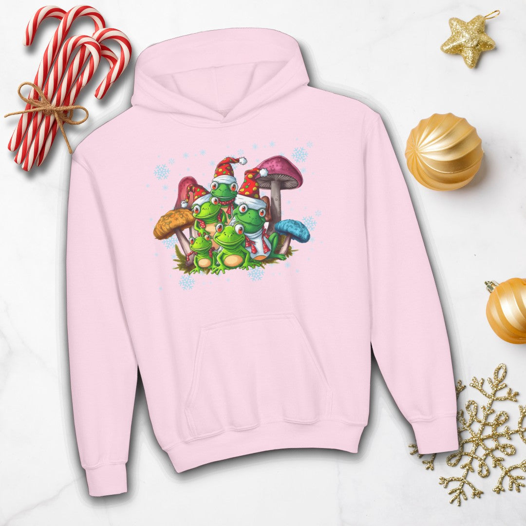 Kids Christmas Frogs Hoodie | Frogs & Toadstools Holiday Sweatshirt