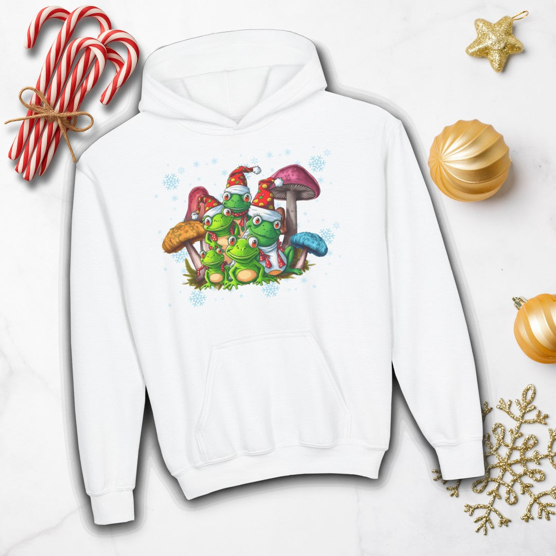 Kids Christmas Frogs Hoodie | Frogs & Toadstools Holiday Sweatshirt