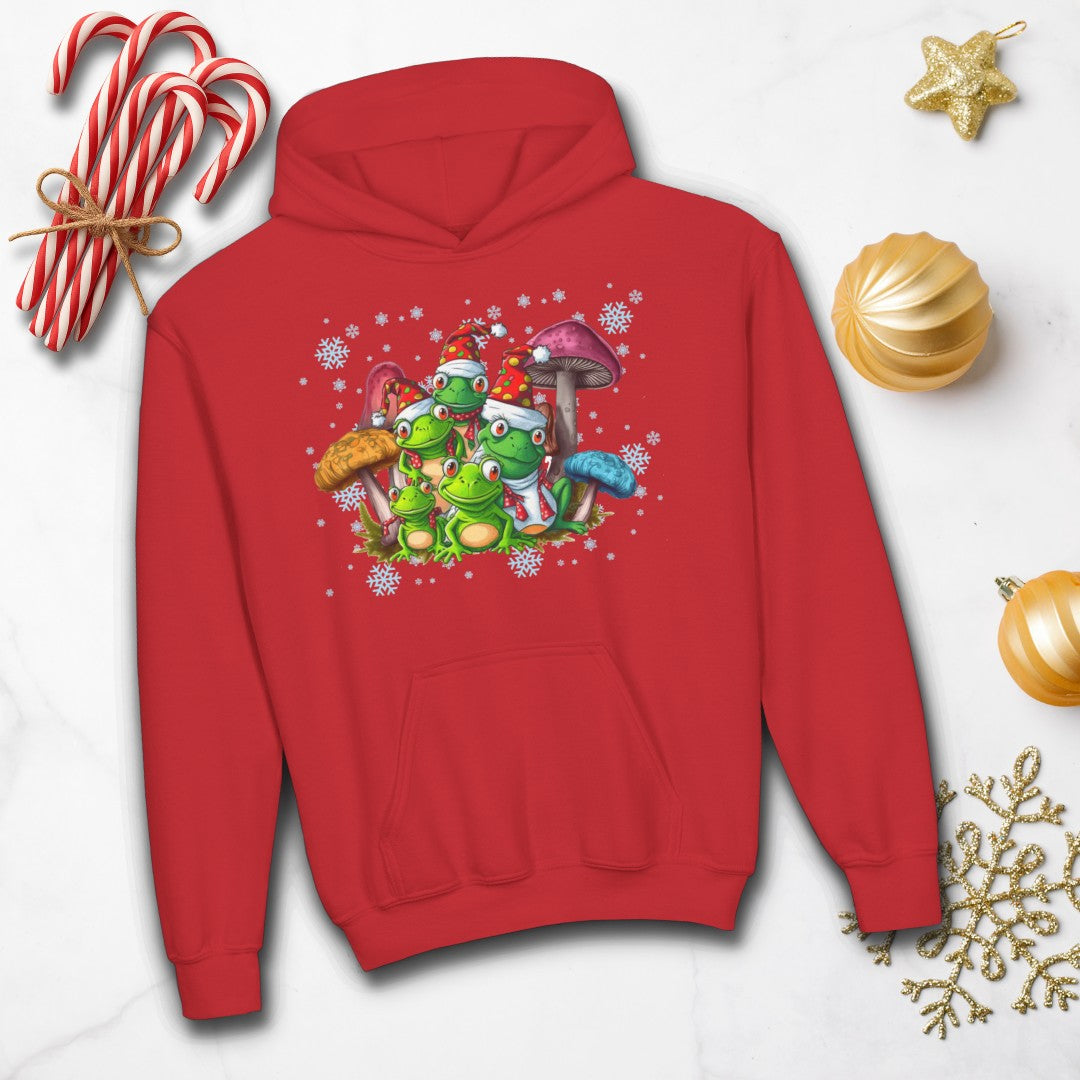 Kids Christmas Frogs Hoodie | Frogs & Toadstools Holiday Sweatshirt