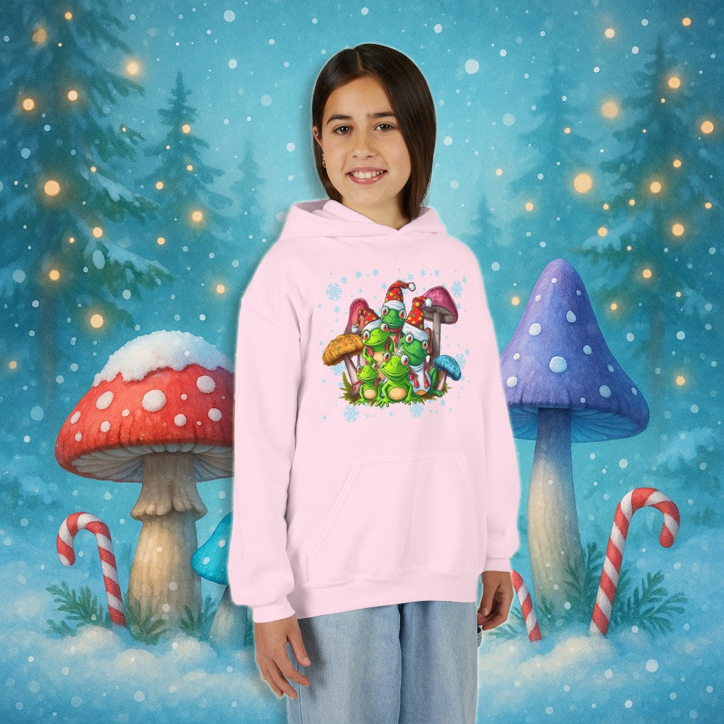 Kids Christmas Frogs Hoodie | Frogs & Toadstools Holiday Sweatshirt
