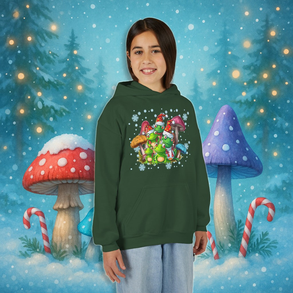 Kids Christmas Frogs Hoodie | Frogs & Toadstools Holiday Sweatshirt