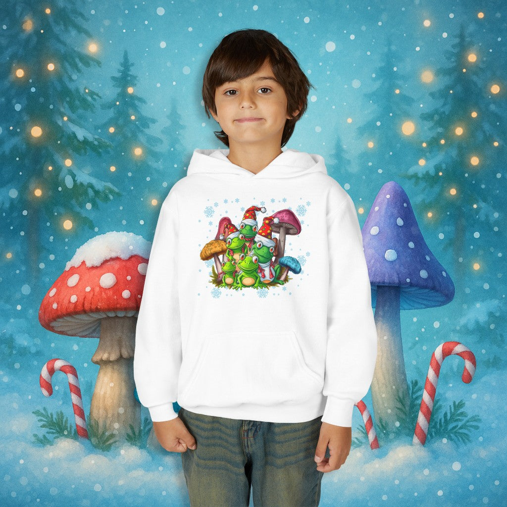 Kids Christmas Frogs Hoodie | Frogs & Toadstools Holiday Sweatshirt
