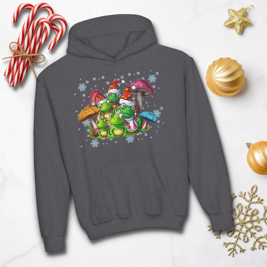Kids Christmas Frogs Hoodie | Frogs & Toadstools Holiday Sweatshirt