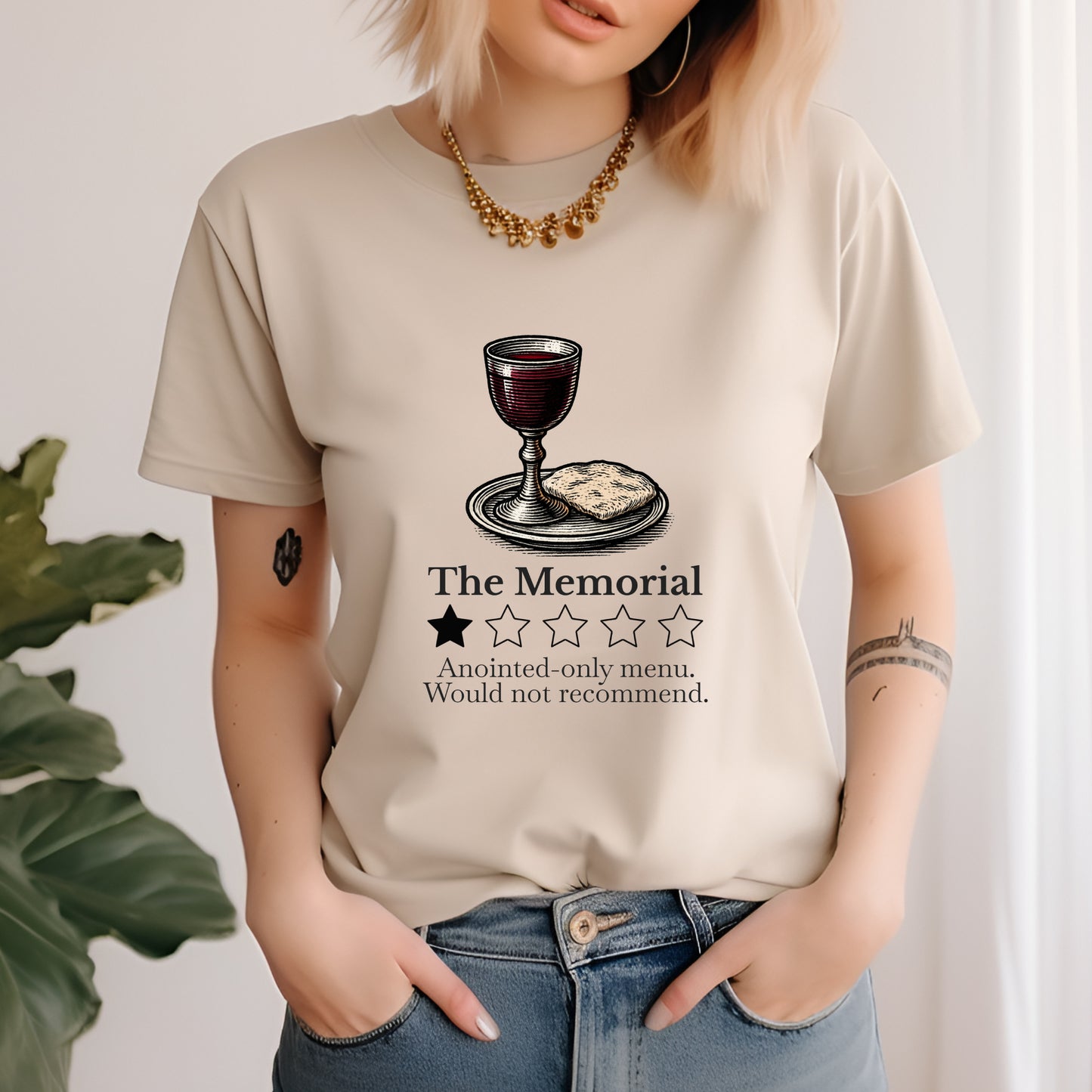 ExJW Memorial Parody T-Shirt – Funny JW Review Tee with Bread and Wine