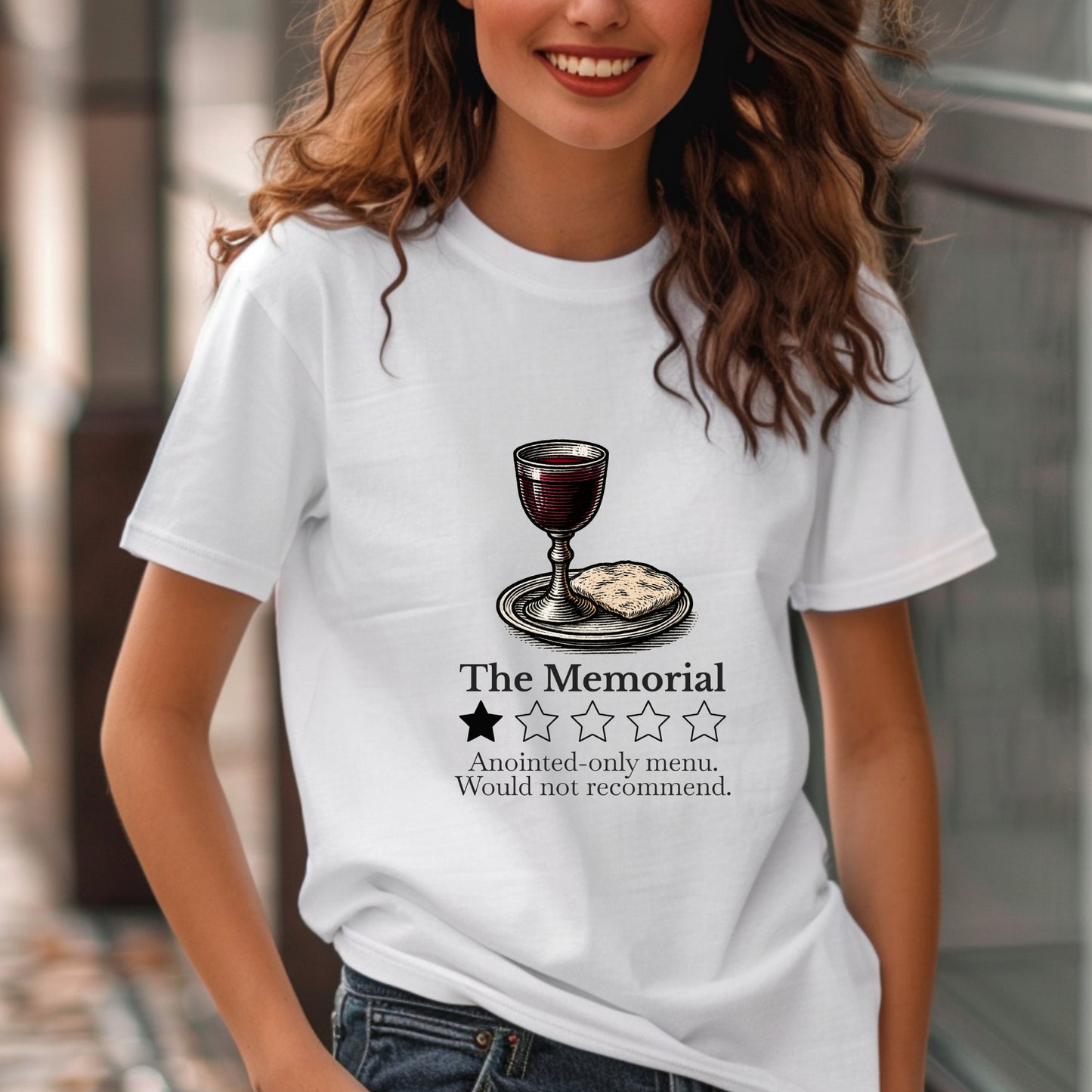 ExJW Memorial Parody T-Shirt – Funny JW Review Tee with Bread and Wine