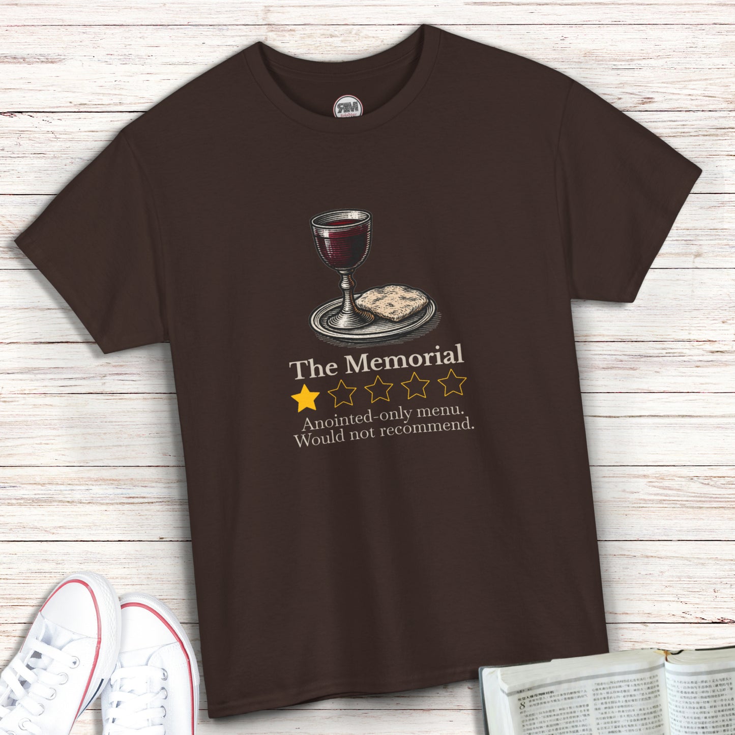 ExJW Memorial Parody T-Shirt – Funny JW Review Tee with Bread and Wine