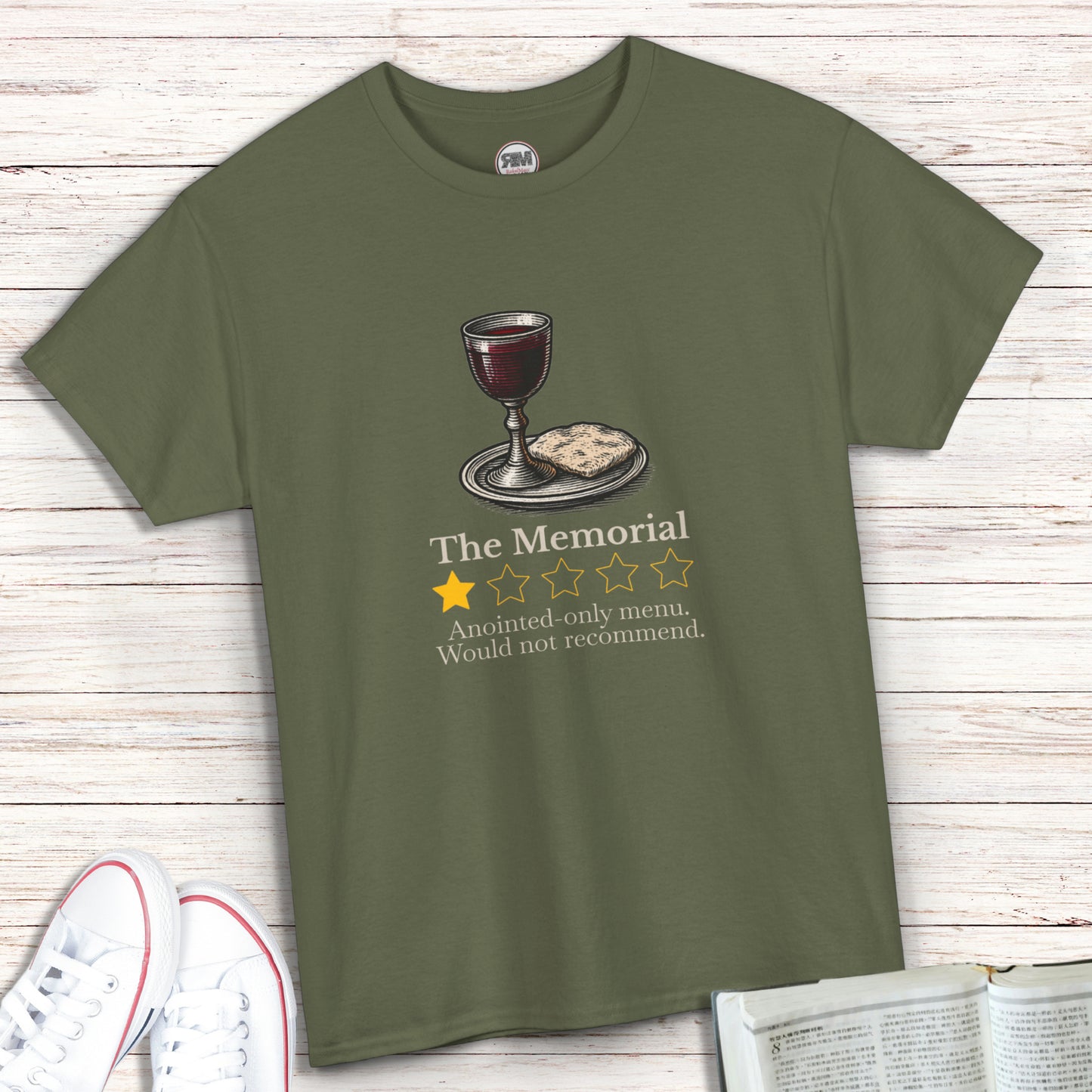 ExJW Memorial Parody T-Shirt – Funny JW Review Tee with Bread and Wine