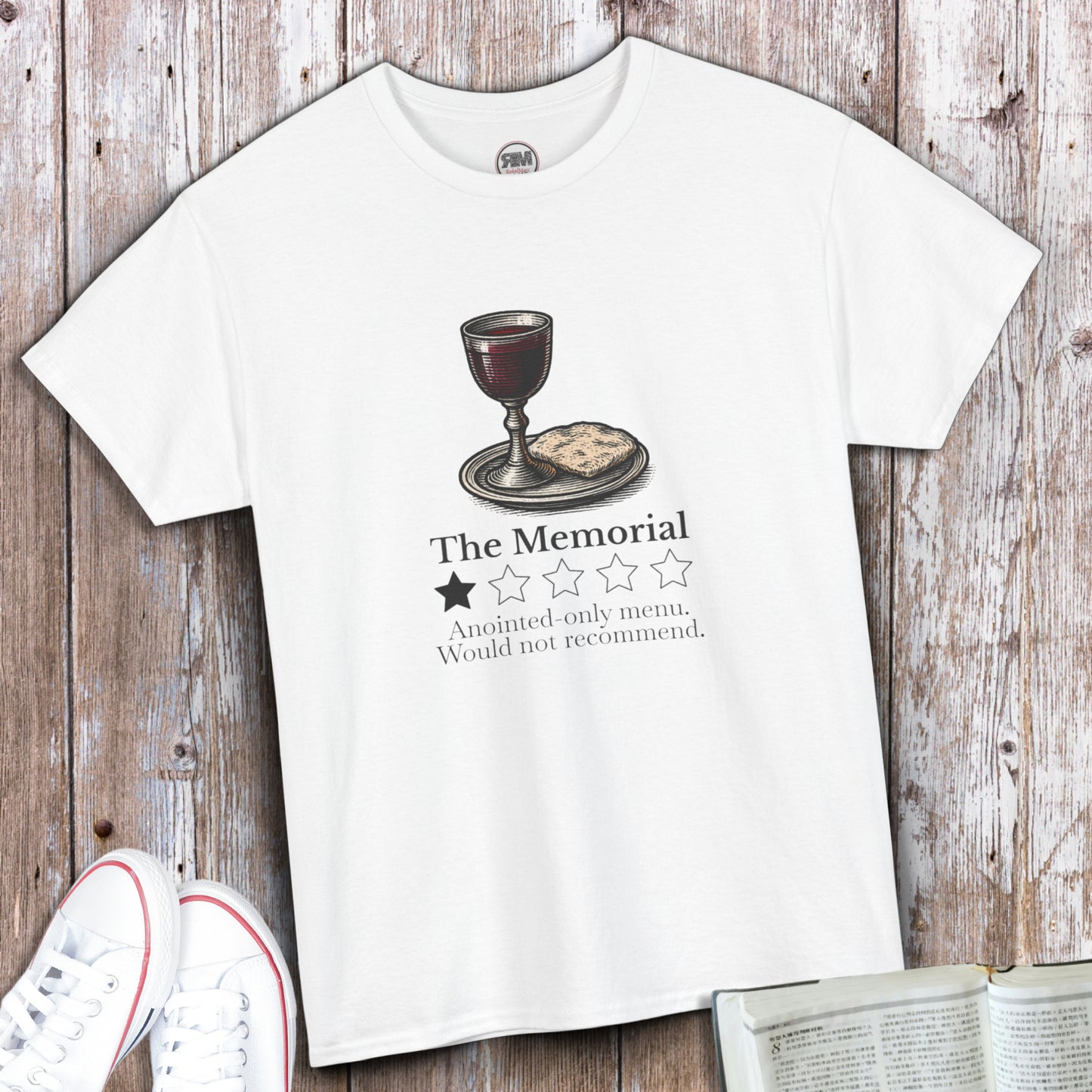 ExJW Memorial Parody T-Shirt – Funny JW Review Tee with Bread and Wine