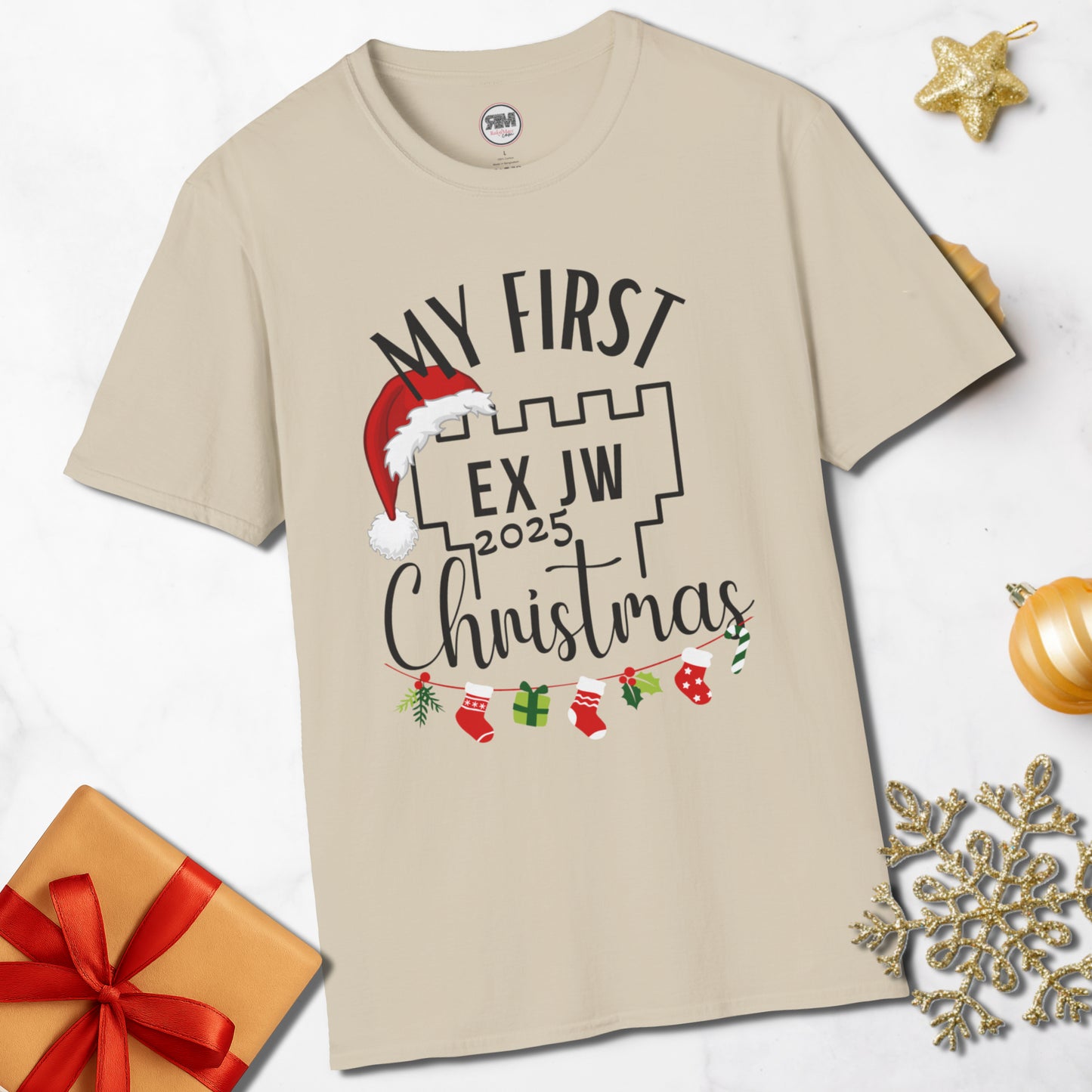 My First Ex JW Christmas T-shirt, First Christmas Free, Cult Survivor Gift Printify