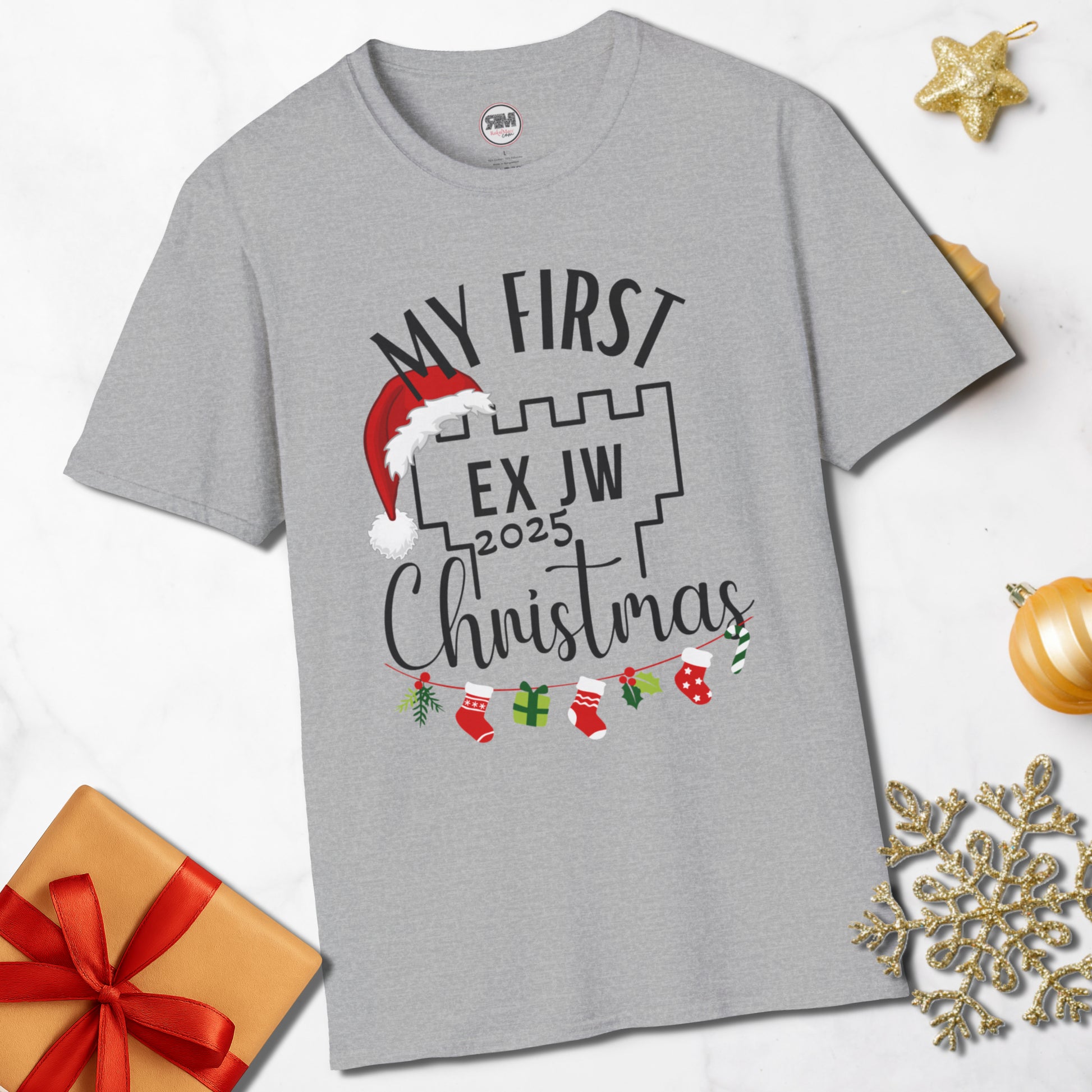 My First Ex JW Christmas T-shirt, First Christmas Free, Cult Survivor Gift Printify