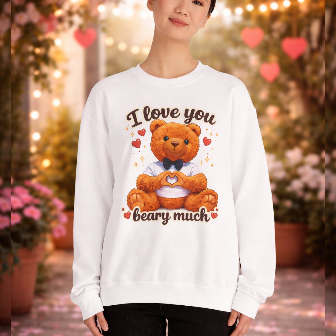 I Love You Beary Much Sweatshirt Cute Teddy Bear Valentine's Day Gift, Funny Pun Anniversary Gift Printify