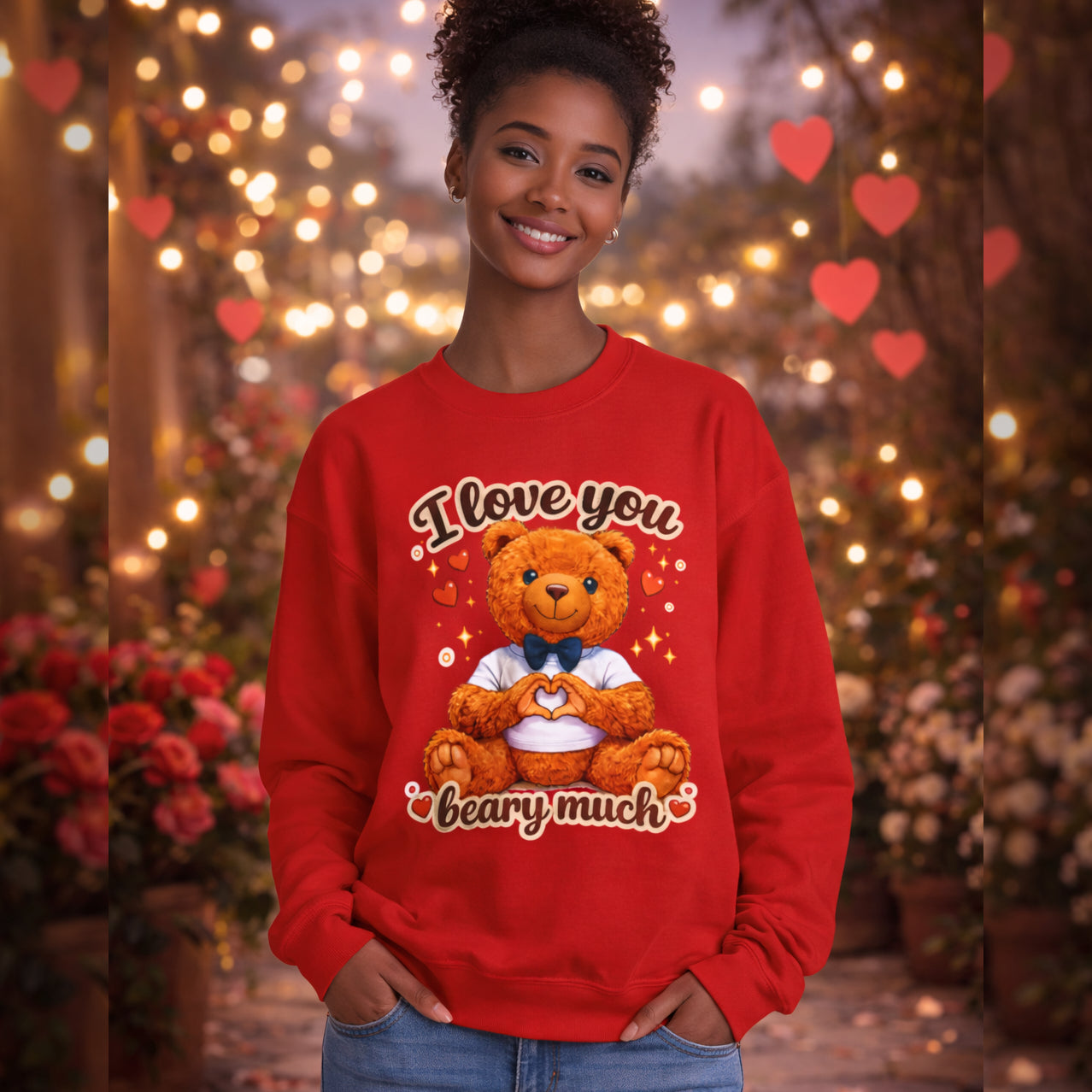 I Love You Beary Much Sweatshirt Cute Teddy Bear Valentine's Day Gift, Funny Pun Anniversary Gift Printify