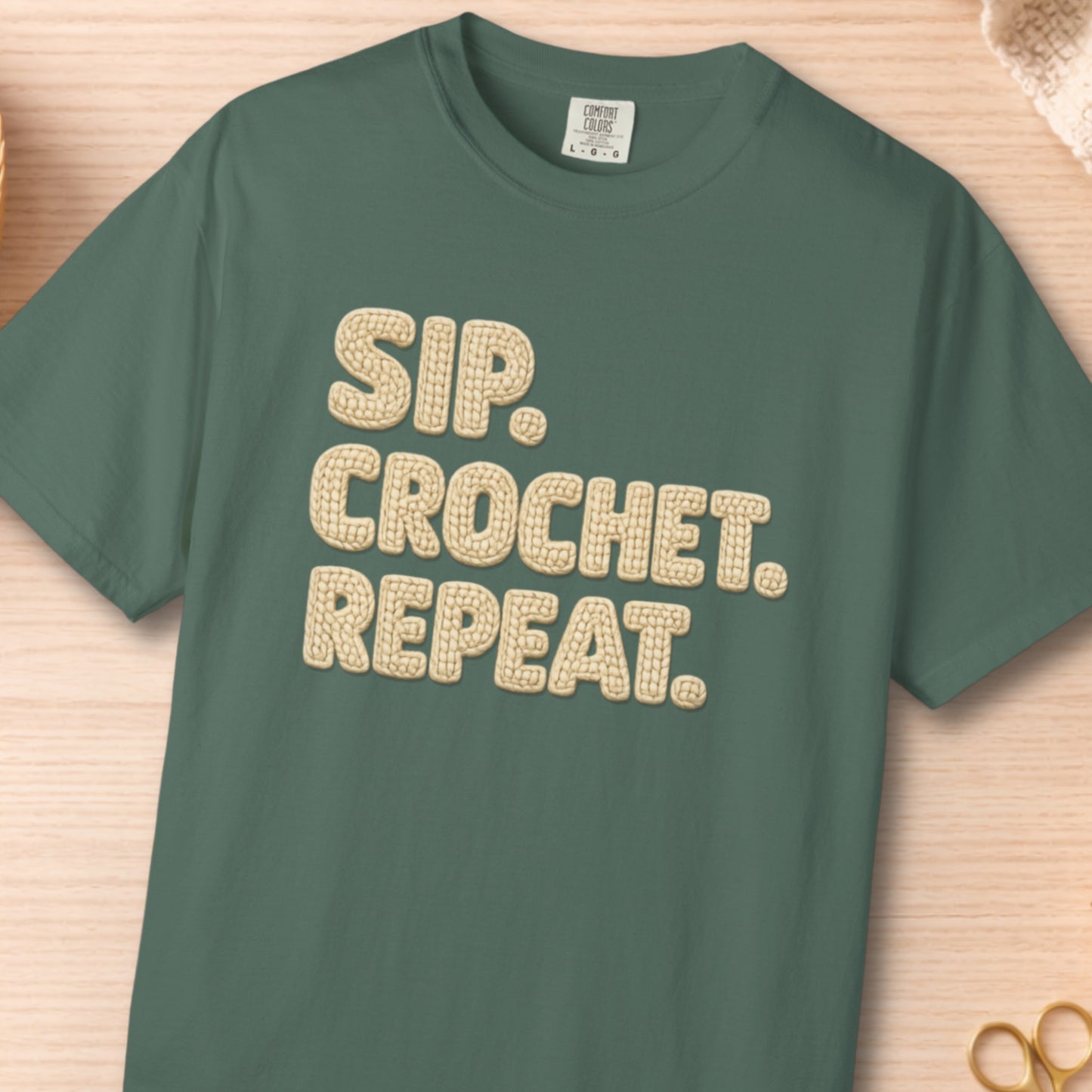 Sip. Crochet. Repeat. Unisex T-shirt