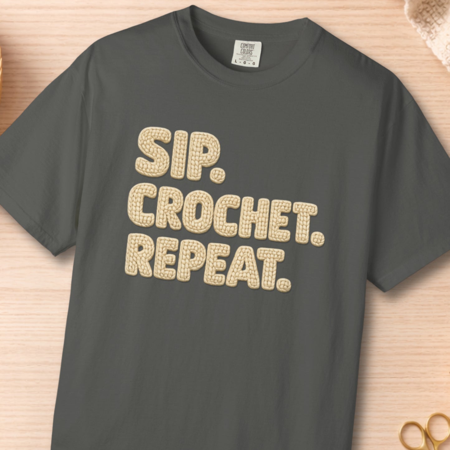 Sip. Crochet. Repeat. Unisex T-shirt