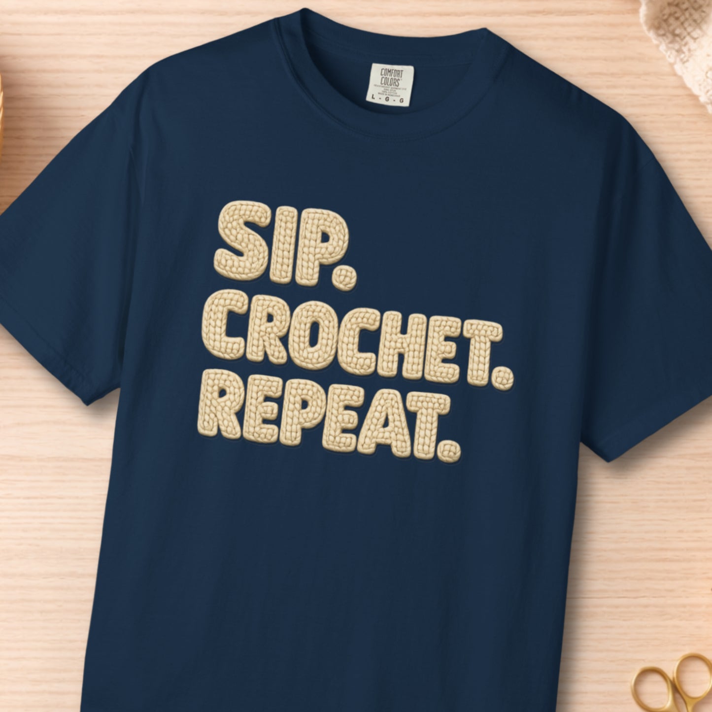 Sip. Crochet. Repeat. Unisex T-shirt