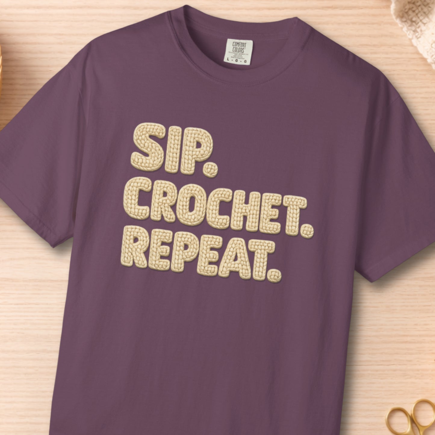 Sip. Crochet. Repeat. Unisex T-shirt