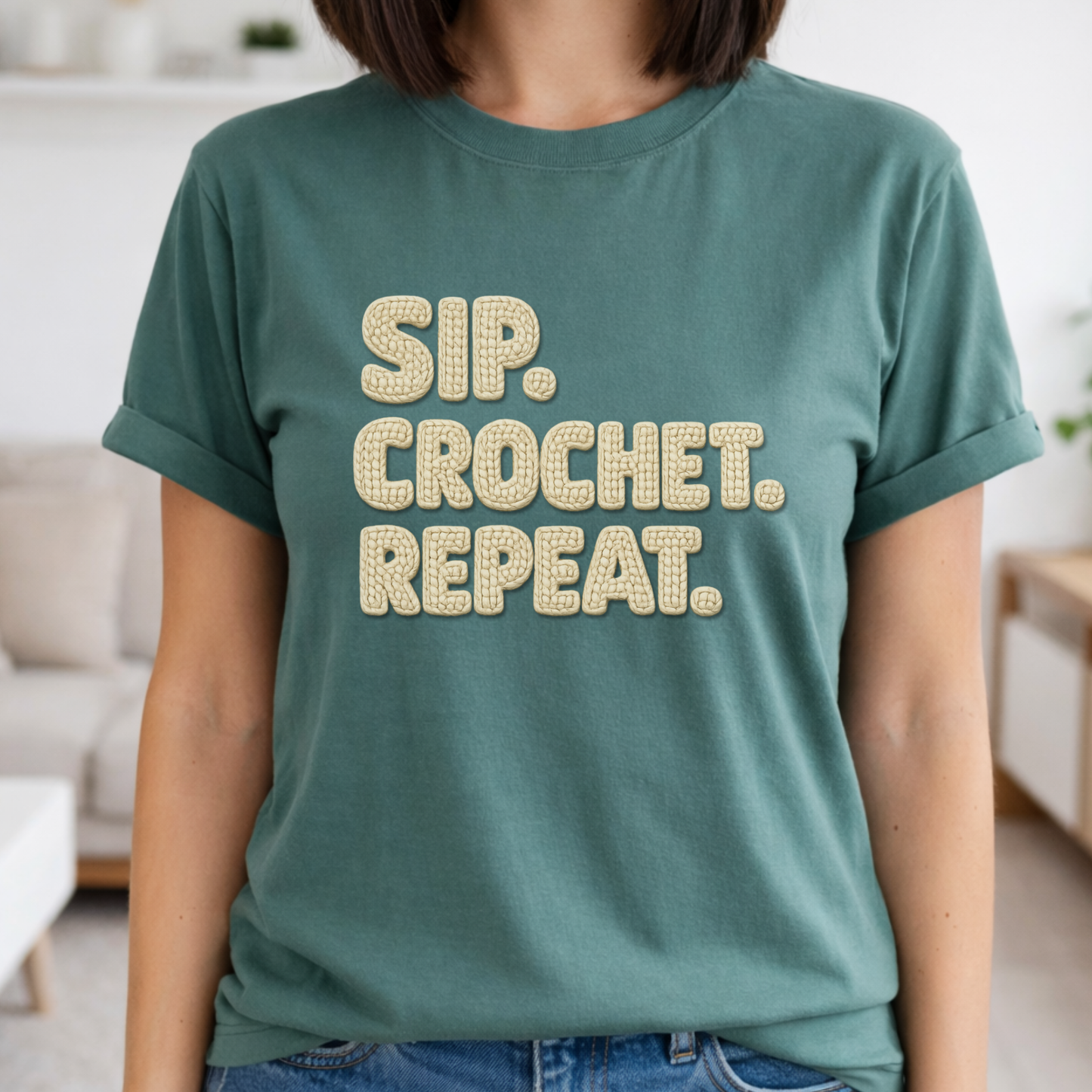 Sip. Crochet. Repeat. Unisex T-shirt