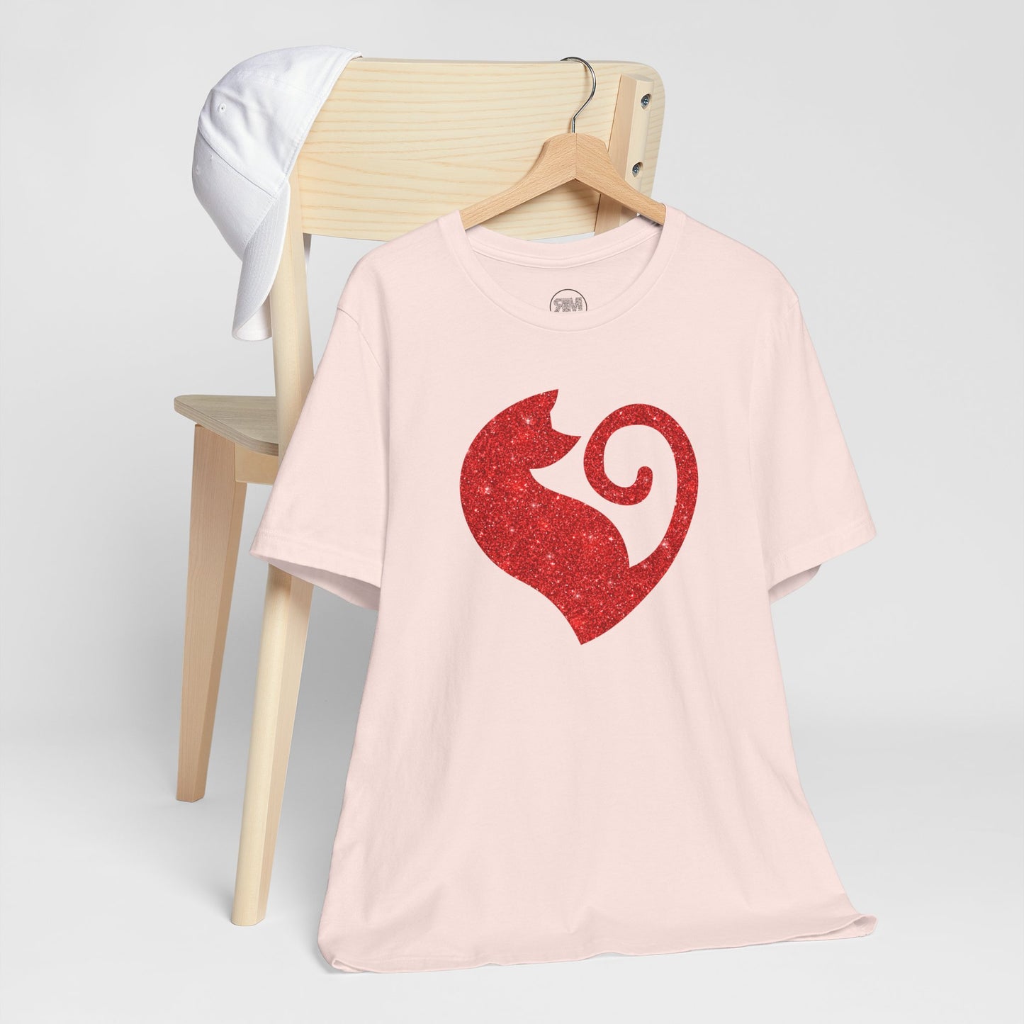 Cat Heart Red Glitter Tee