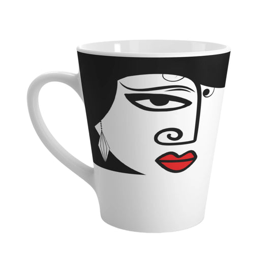 Art Deco Woman Latte Mug – Elegant Geometric Style Ceramic Coffee Cup