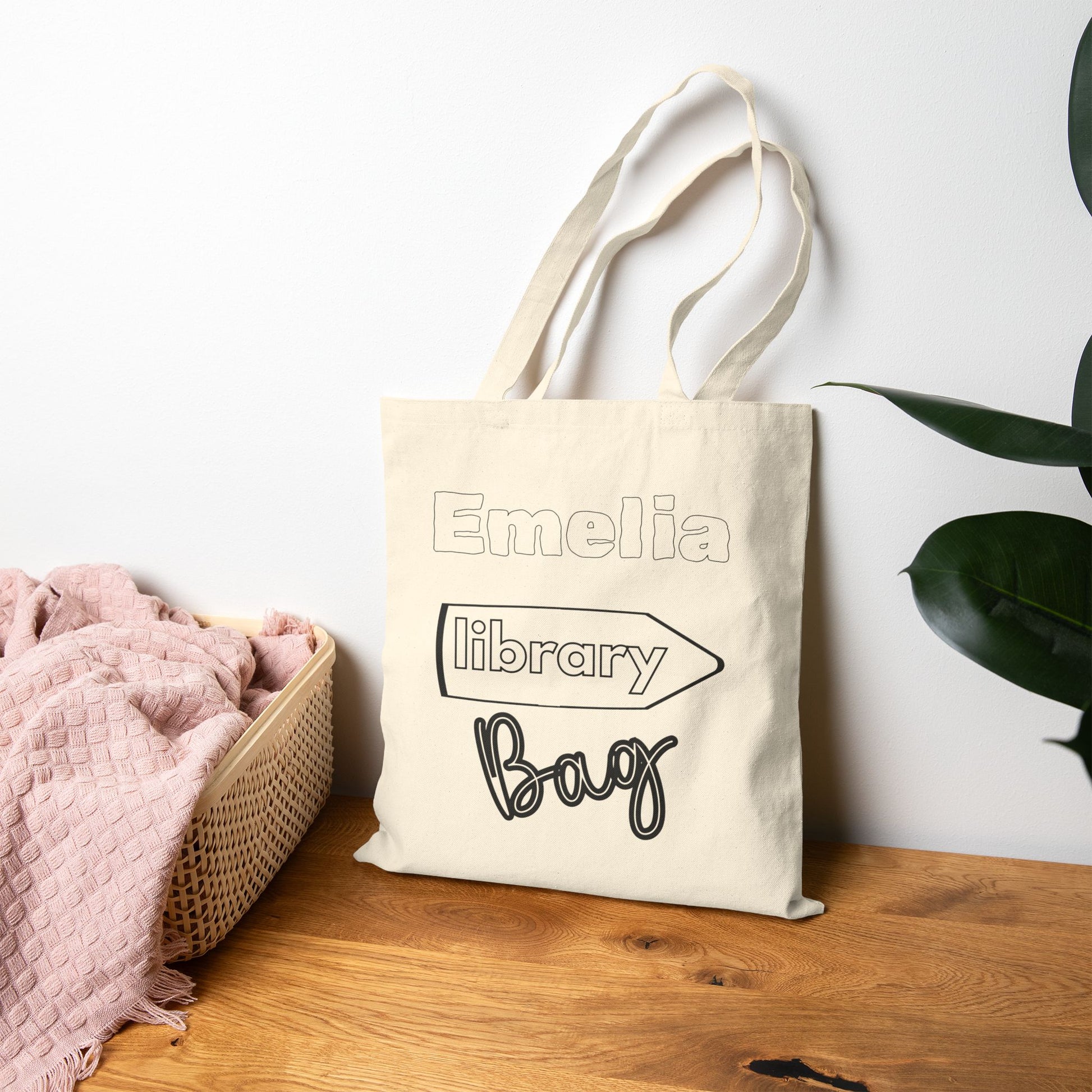Personalized Canvas Book Tote Bag to color in yourself Books Design Printify