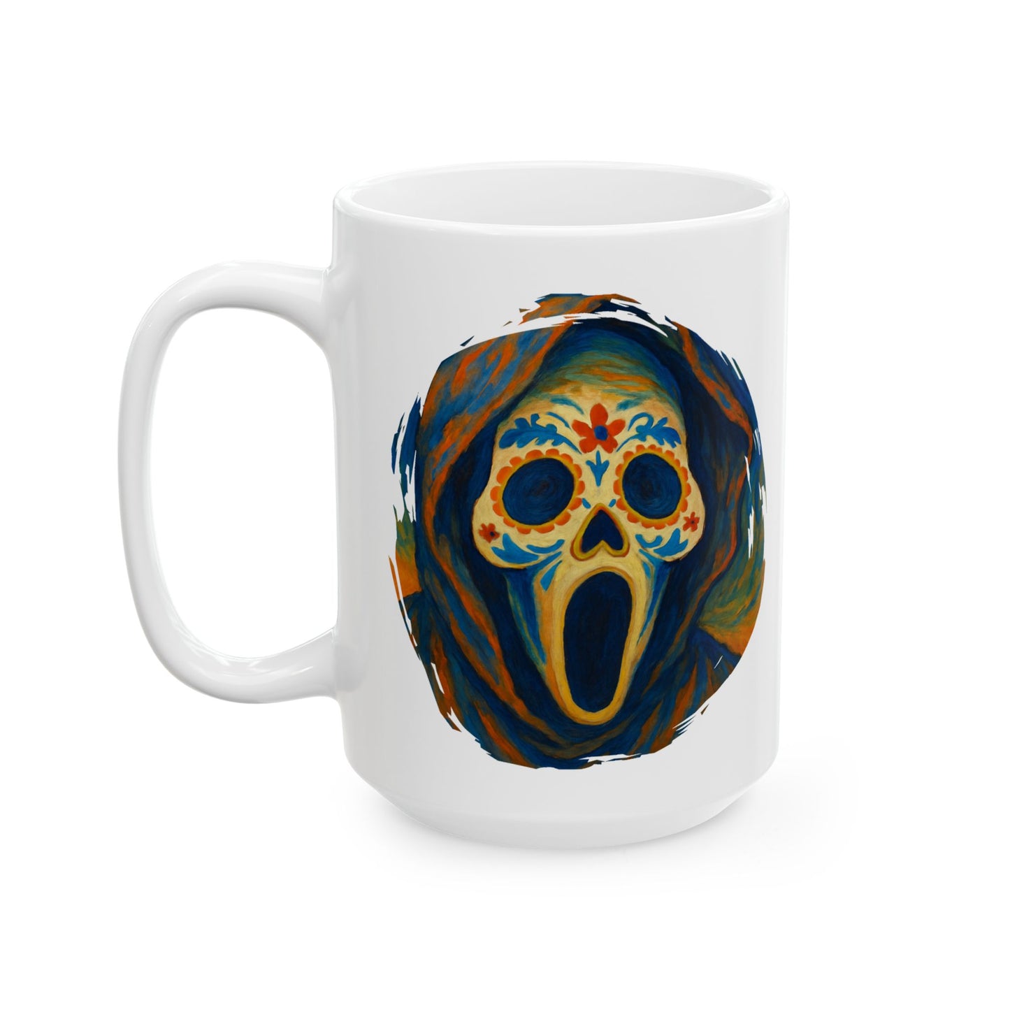 Spooky Sugar Skull Mug | Horrorcore Day of the Dead Coffee Cup Black or White