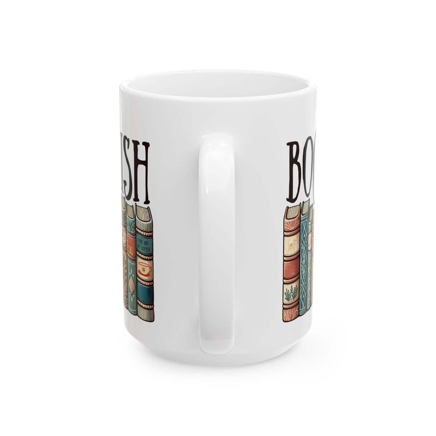 Taza de cerámica blanca Bookish disponible en 11 oz y 15 oz