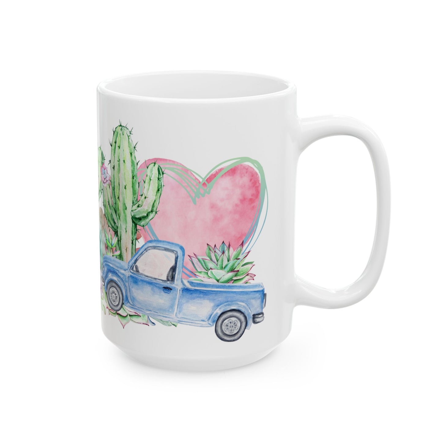 Watercolor Cacti and Succulents Ceramic Mug in 11oz and 15oz