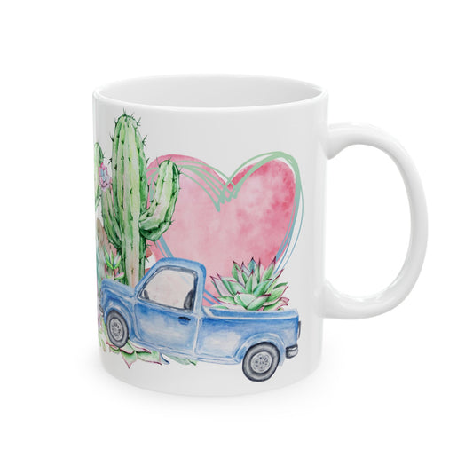 Watercolor Cacti and Succulents Ceramic Mug in 11oz and 15oz