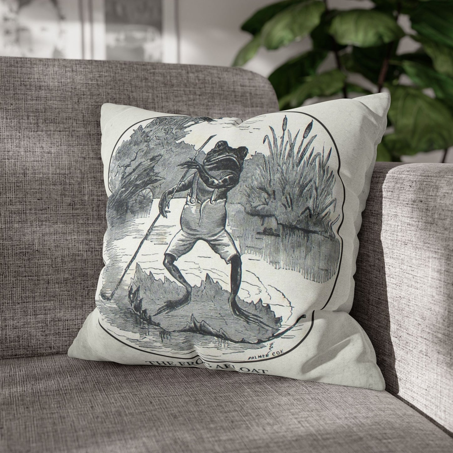 Frog cushion cover 18x18 size vintage storybook aesthetic