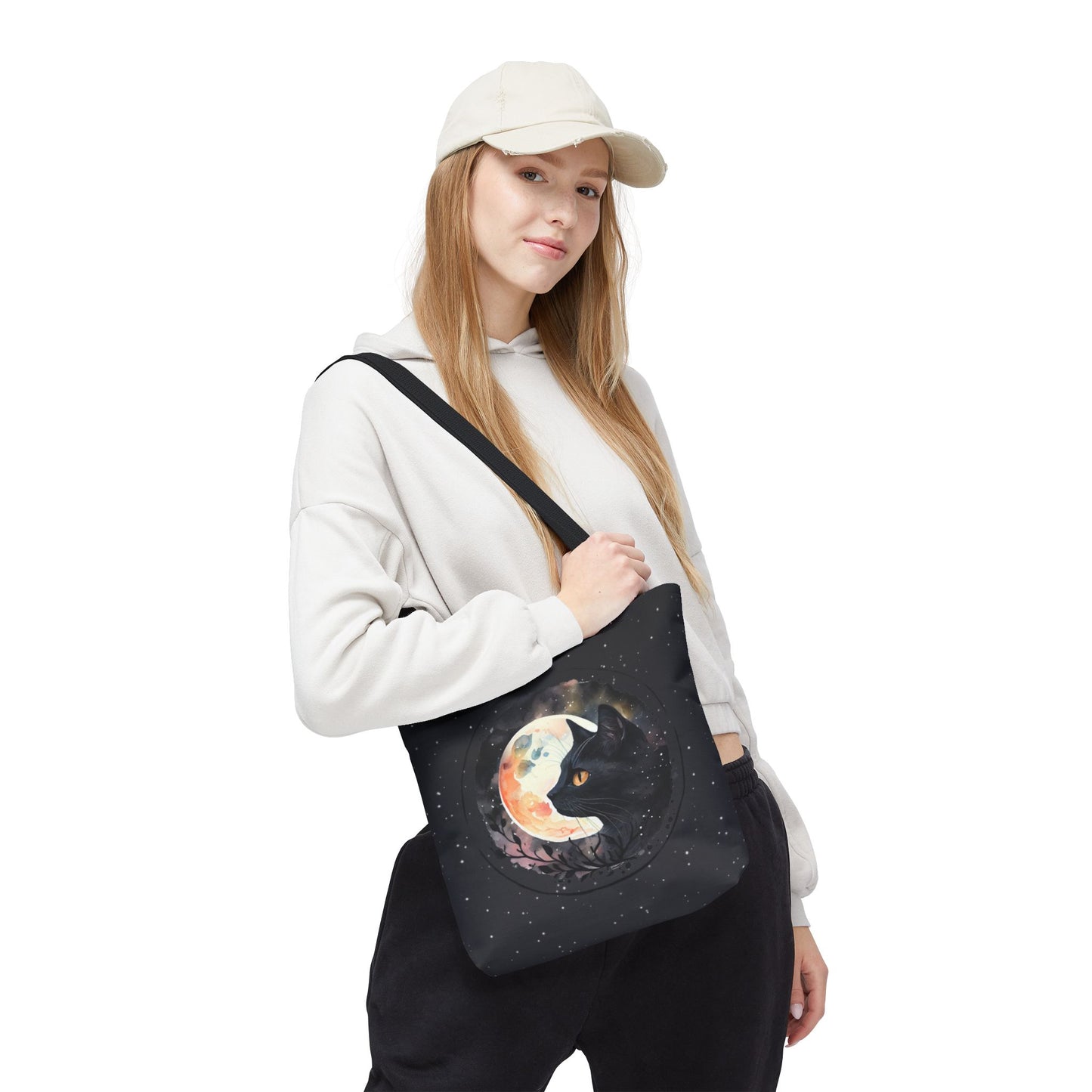 Dreamy Black Cat in the Moonlight Tote Bag in 3 sizes