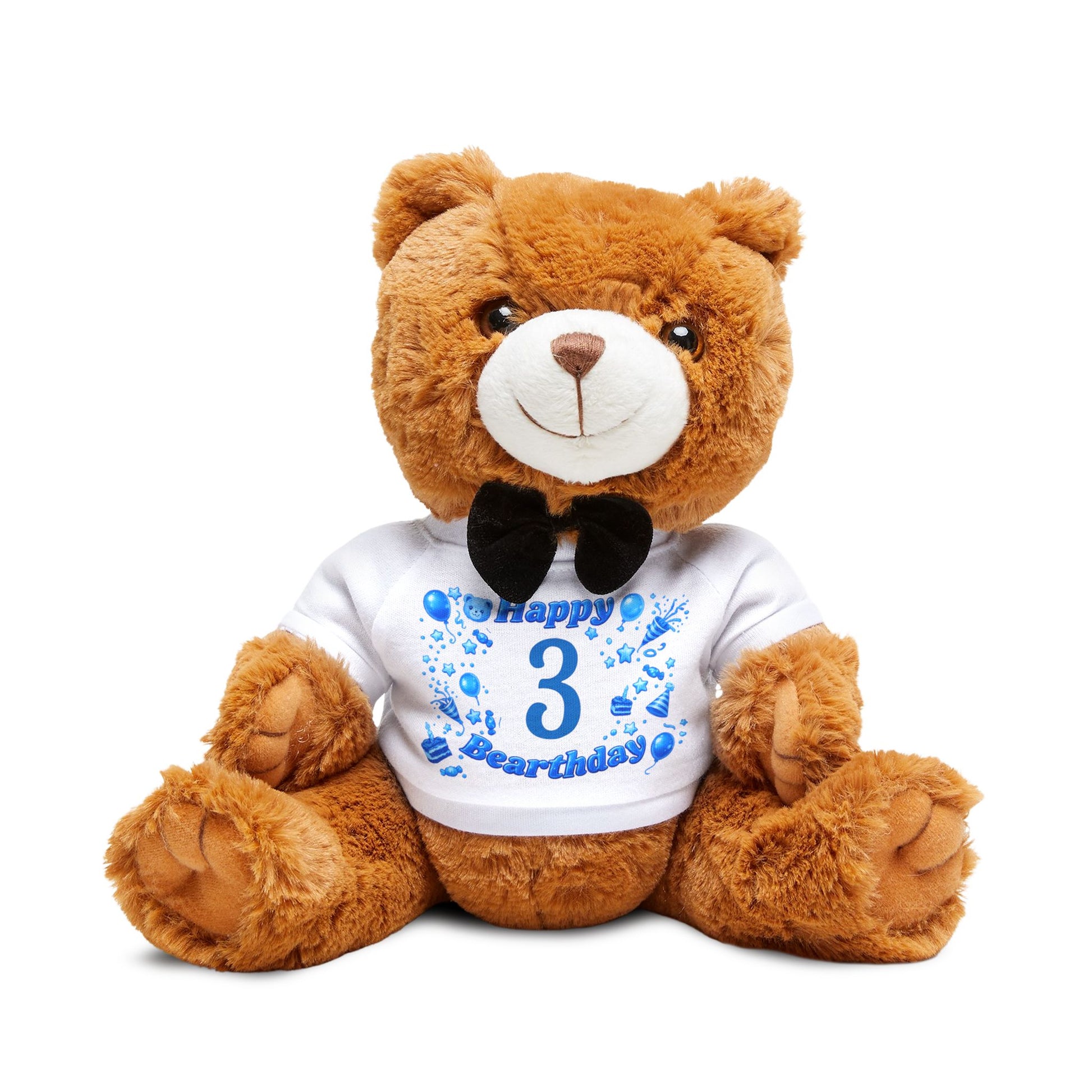 Happy Bearthday Birthday Teddy Bear Plushie in Blue Printify