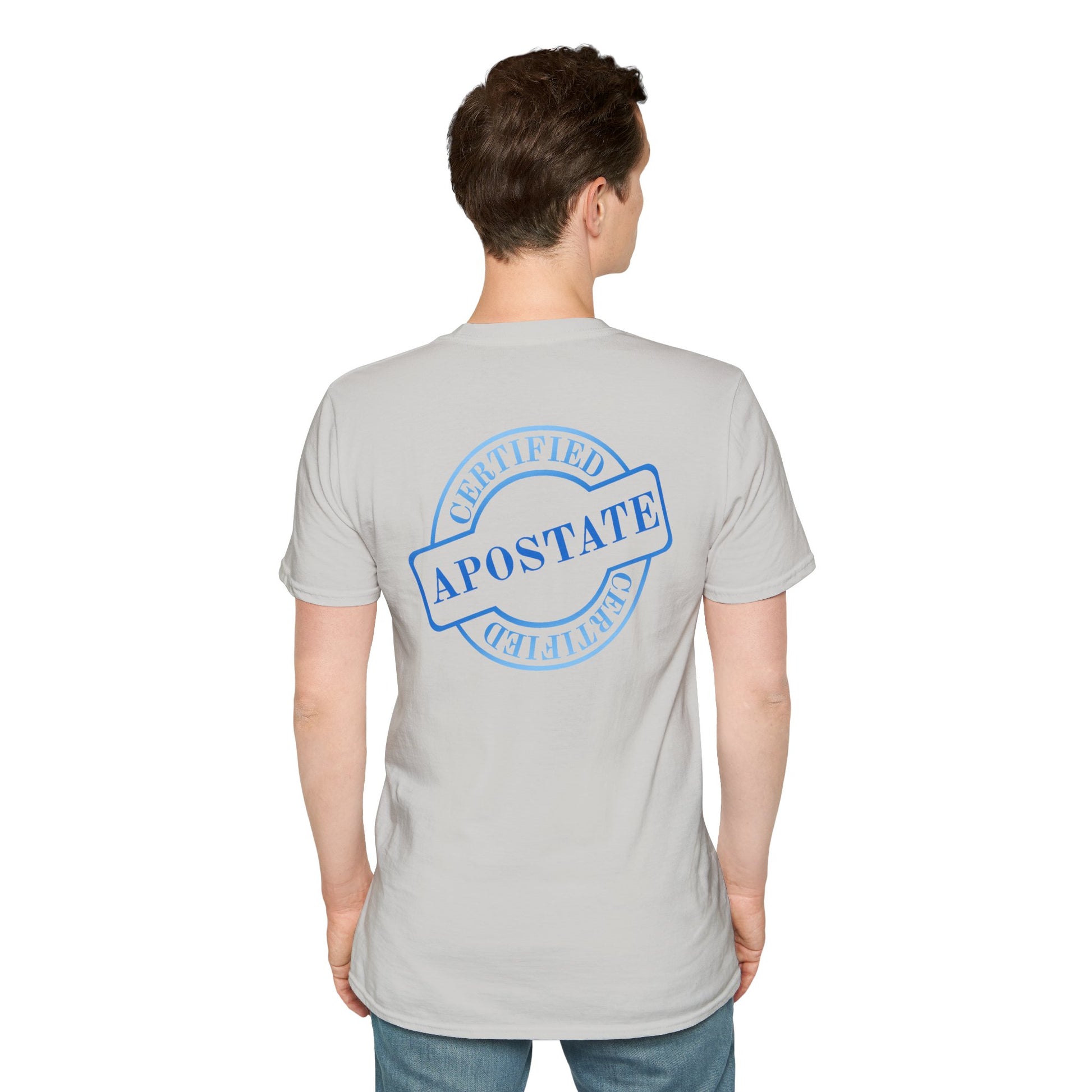 Certified Apostate T-Shirt Pocket Print & Back Stamp Printify