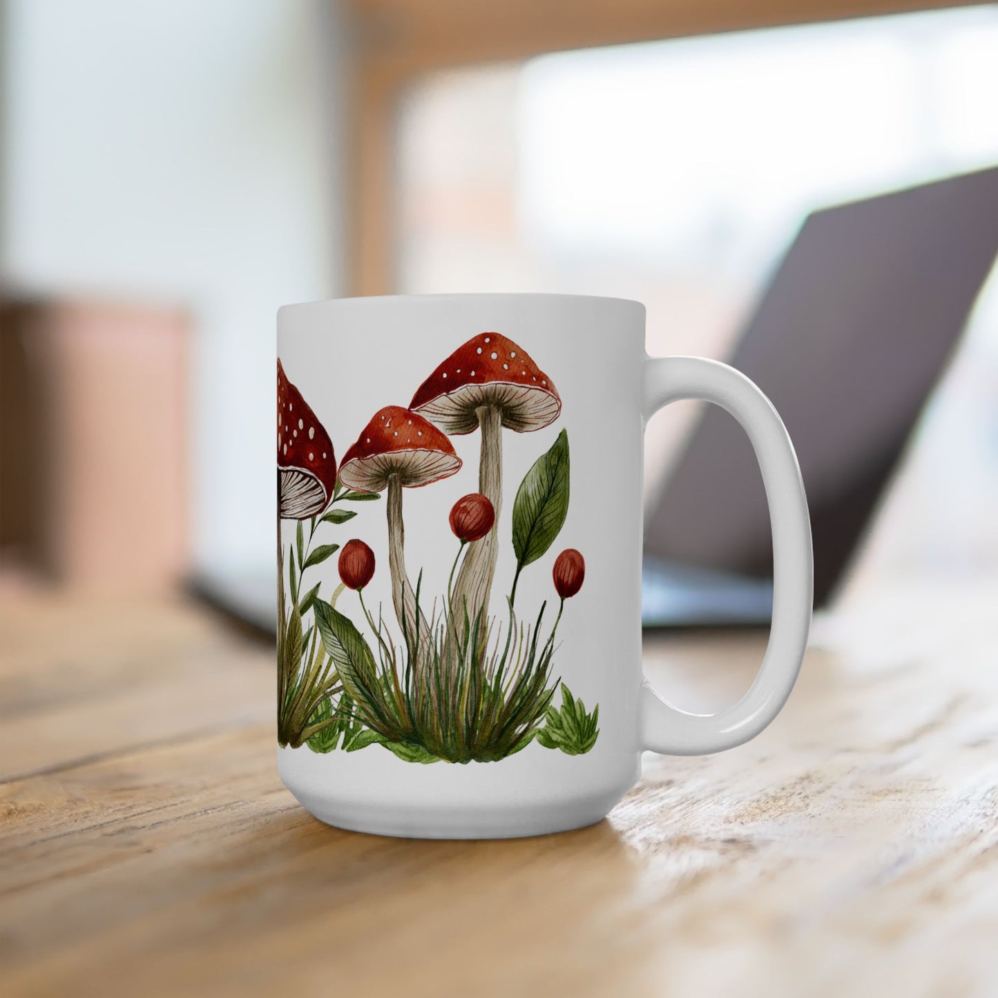 Mushroom Garden Ceramic Mug Gift Idea for Gardener Green Thumb available in 2 sizes