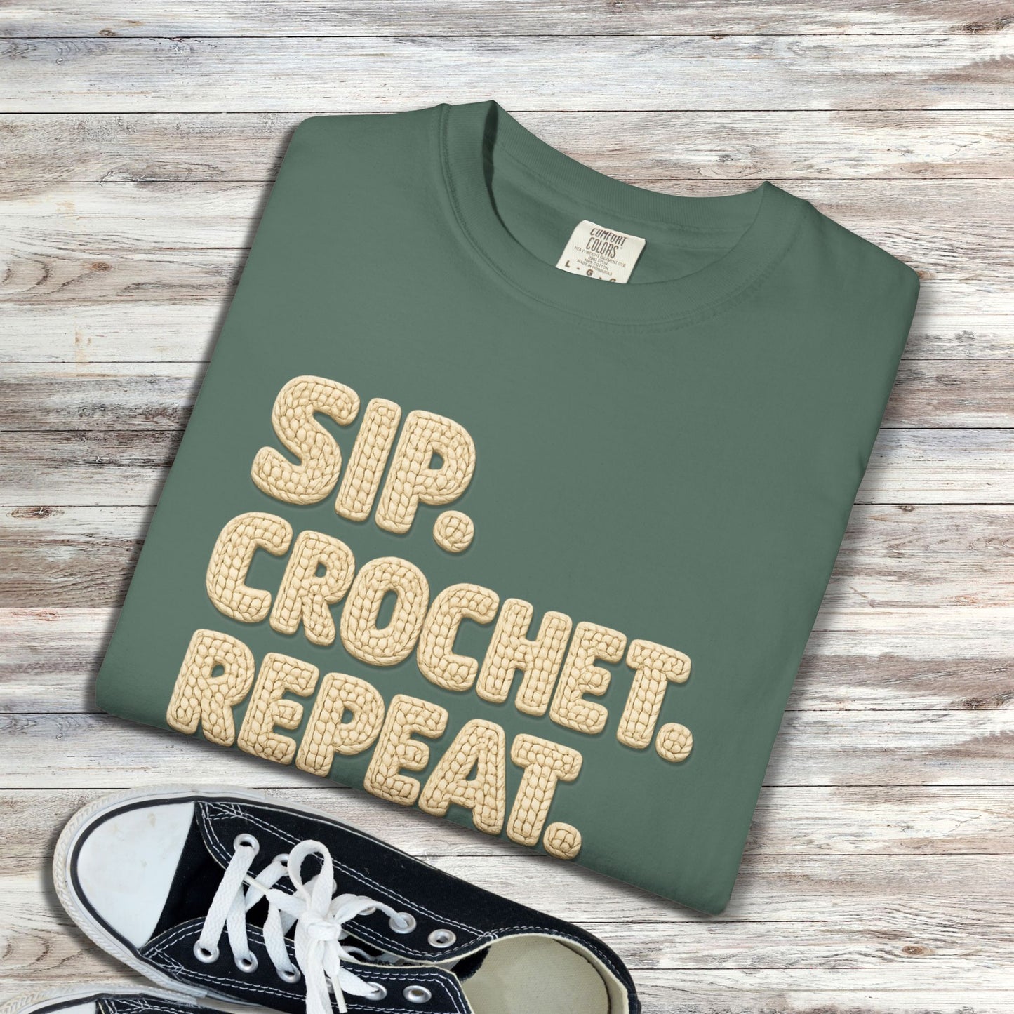 Sip. Crochet. Repeat. Unisex T-shirt