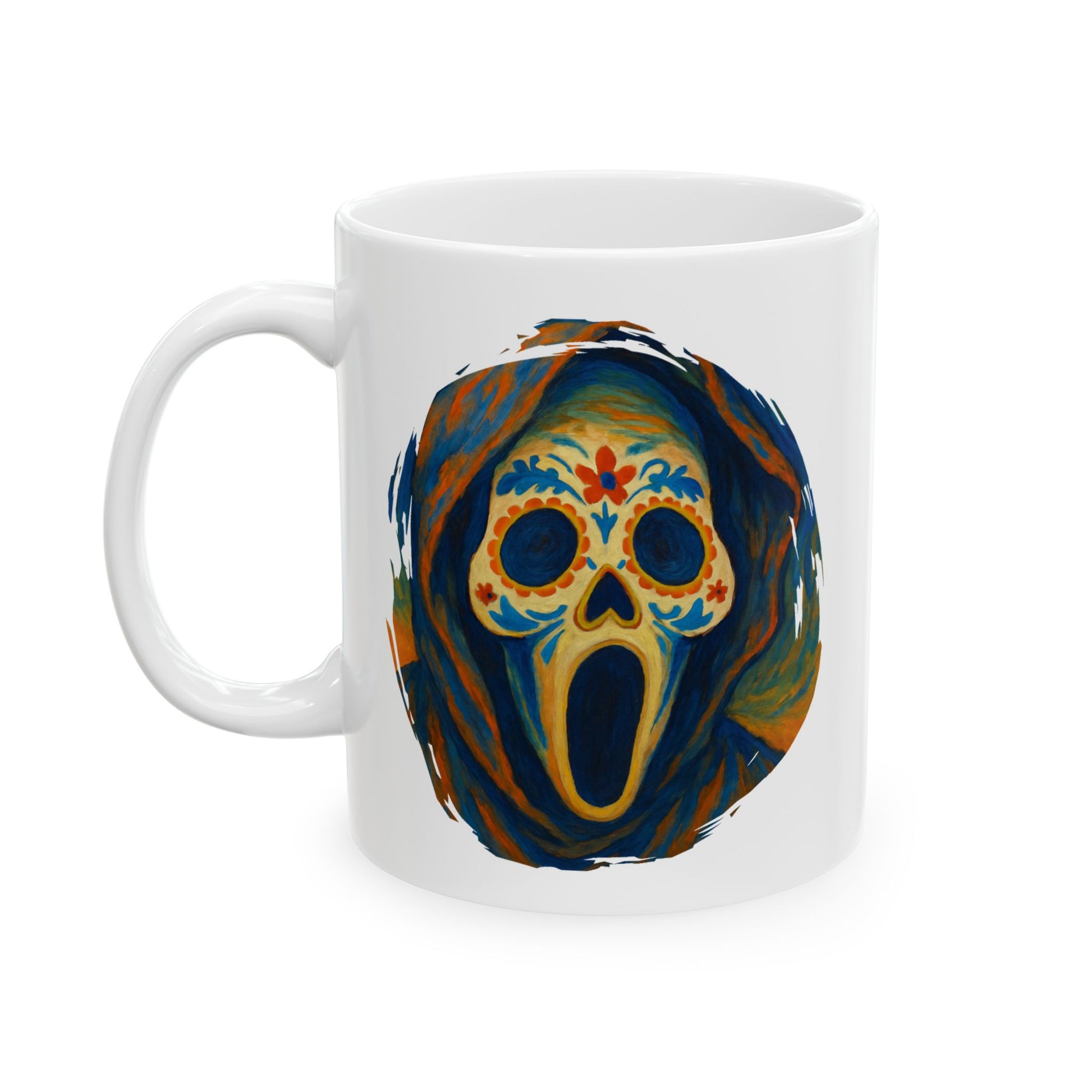 Spooky sugar skull horrorcore coffee mug in black or white