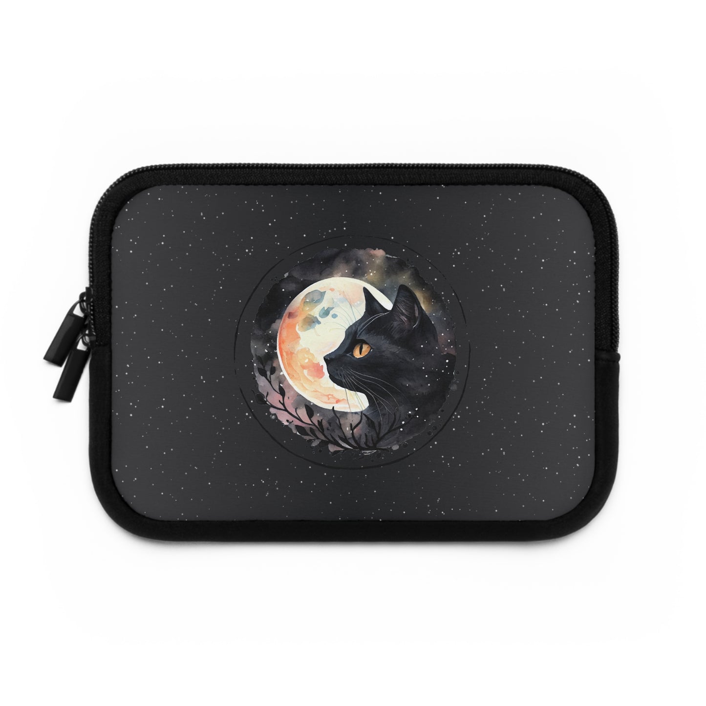 Funda de transporte para iPad y tableta con diseño de gato negro brujo a la luz de la luna en 5 tamaños, de 7 a 17 pulgadas