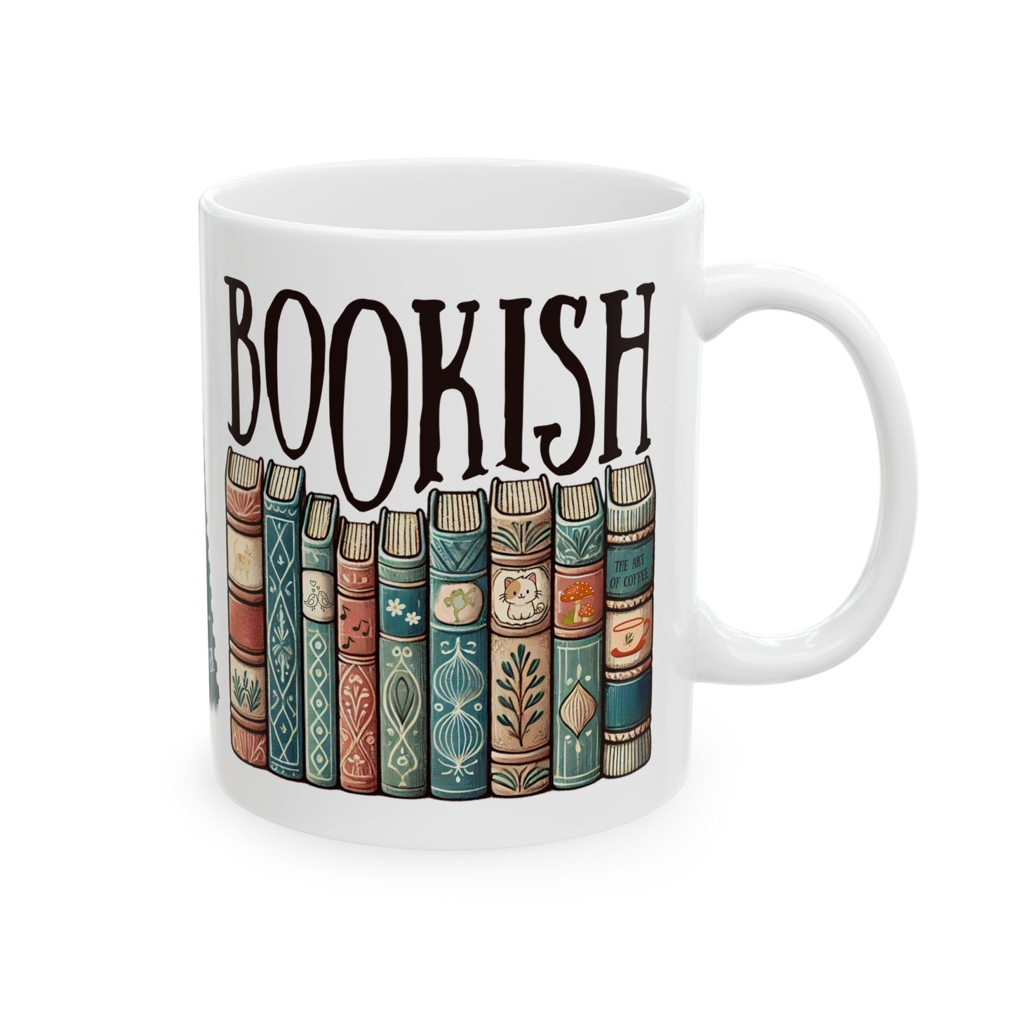 Taza de cerámica blanca Bookish disponible en 11 oz y 15 oz