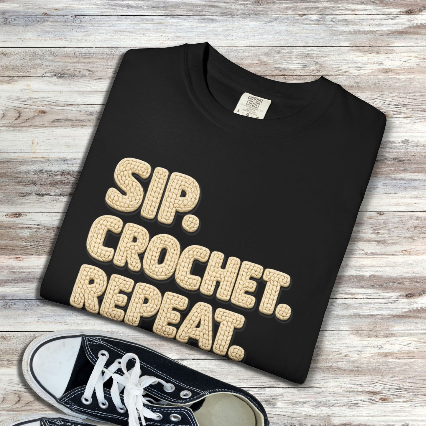 Sip. Crochet. Repeat. Unisex T-shirt