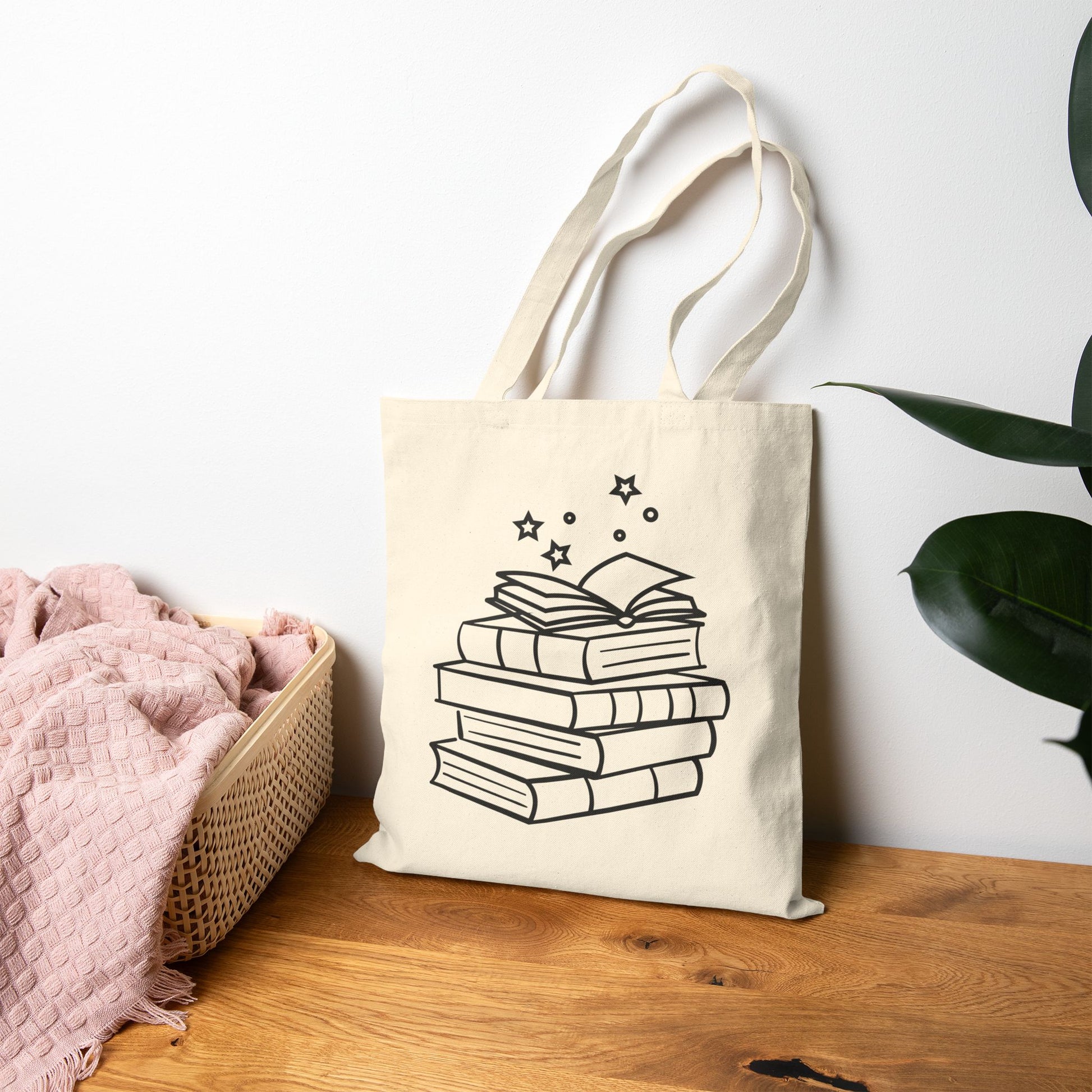 Personalized Canvas Book Tote Bag to color in yourself Books Design Printify