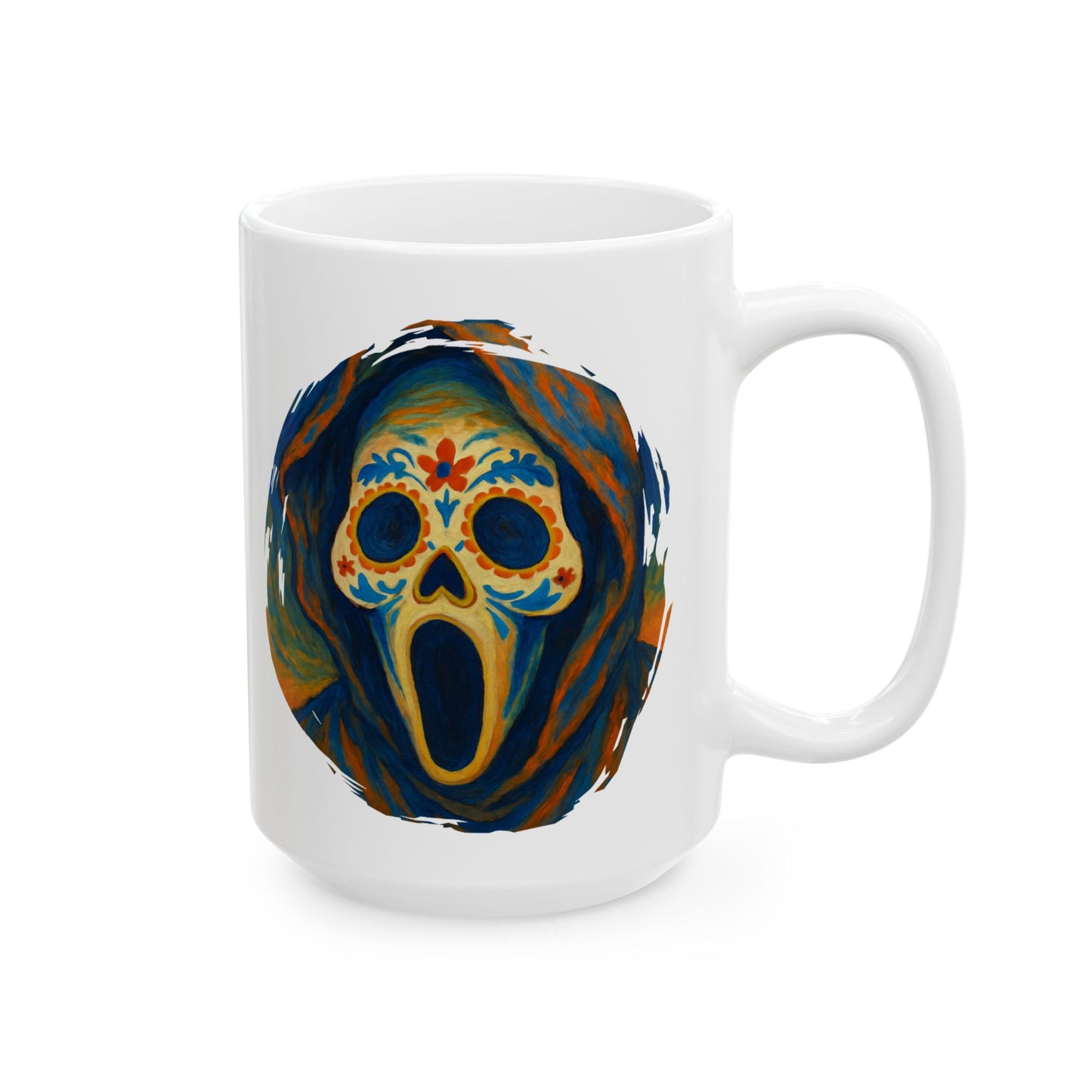 Spooky Sugar Skull Mug | Horrorcore Day of the Dead Coffee Cup Black or White